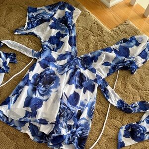 Lucy in the Sky Blue and White Floral Dress